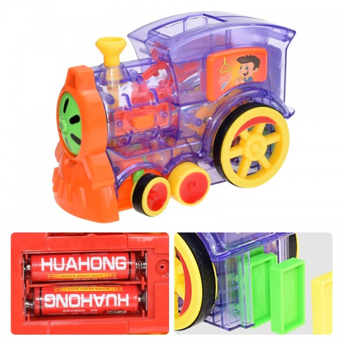 (5kits)Kids Domino Train Car Set Sound Light Automatic Laying Domino Brick Colorful Dominoes Blocks