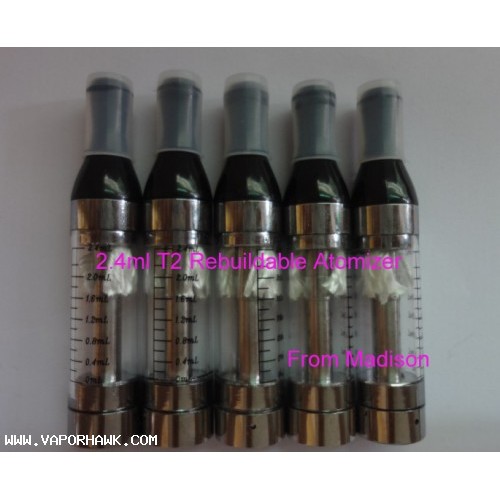 Cheapest 2.4ML T2 Clear Atomizer with Replacement Coil 10PC X 4.38USD FREE SHIPPING