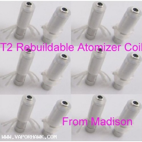 Cheapest 2.4ML T2 Clear Atomizer with Replacement Coil 10PC X 4.38USD FREE SHIPPING