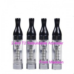 Cheapest 2.4ML T2 Clear Atomizer with Replacement Coil 60PC X 3.8USD FREE SHIPPING
