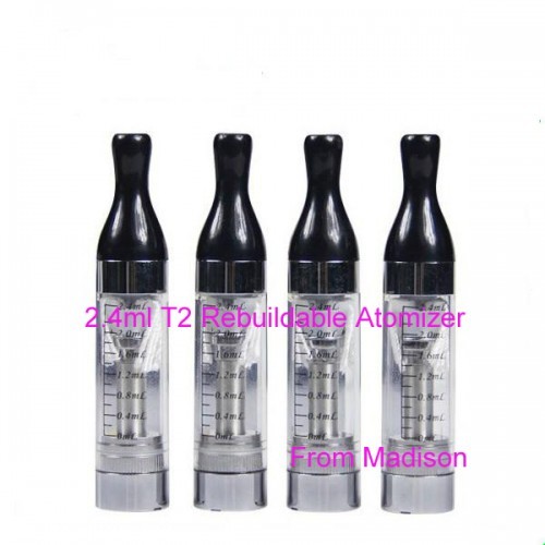 Cheapest 2.4ML T2 Clear Atomizer with Replacement Coil 60PC X 3.8USD FREE SHIPPING