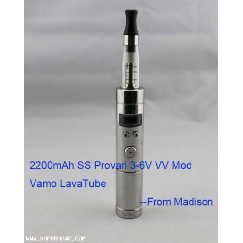 HOT Variable voltage 3-6V 2200mAh Stainless Steel Provari VV Mod Vamo LavaTube E Cigarette with CE4 Atomizer Kit Free Shipping