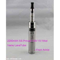 NEWEST 3-6V Variable Voltage 2200mAh Stainless Steel Provari VV Mod Vamo LavaTube E Cigarette with CE4 Atomizer 1 Kit Free Shipping