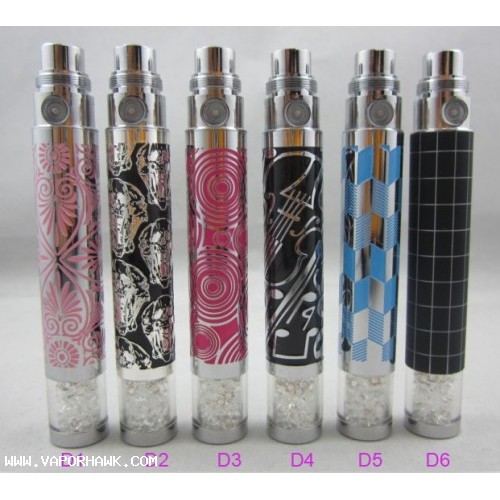 NEW Colourful Engraved e cig battery eGo with diamond crystal decoration Led battery 20PC X 12 US Dollars free shipping