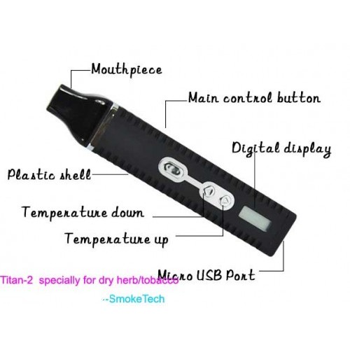 New arrival in 2015 2200mAh Dry Herb/tobacco  LCD display Titan 2 Hebe Vaporizer 1set x USD39 Free Shipping by Hongkong Post